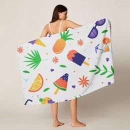 Towel Fresh Microfiber Rectangular Bath Fruit Pattern Adult Beach Soft Shower Large 70X140CM