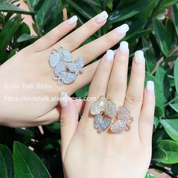 Bride Talk Arrival Butterfly Resizable Rings With Cubic Zirconia Bling Stone Women Fashion Party Jewelry Best Gift 2021