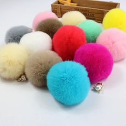 2021 15 Colours 8CM Fluffy Faux Rabbit Fur Ball Keychains Women Girls Car school Bag Key Ring Cute Pompom Key Chain Jewellery accessories