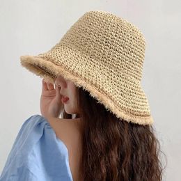 Womens Straw Hats Chinese Straw Hat Panamas UV Protection Sun Visor Beach Hats Women Visors Foldable Female Summer Sun Hat Women