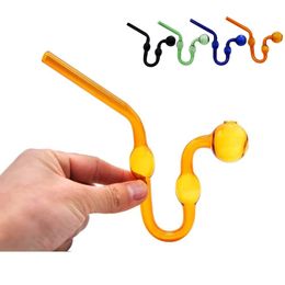 Serpentine Hand Colourful Oil Burner Pipe Portable Glass Water Pipes Thick Pyrex Downstem Rig Round of Small Glass Tobacco Bubbler Bowls Smoking Accessories