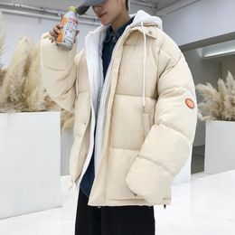 -Мужские пушистые Parkas M-5XL плюс размер мужчин с капюшоном теплый пальто зима Parka куртка корейская уличная одежда фальшивая две части негабаритного человека Jaket