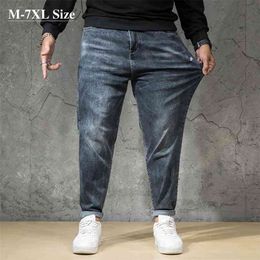 Plus Size 5XL 6XL 7XL Men's Fashion Harem Jeans Autumn Loose Casual Hip-hop Style Street Denim Pants Brand Male Trousers 210723