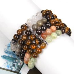 Fashion Natural Stone Quartz Beads Bracelet Labradorite Garnet Tiger Eye Bracelet Jewellery for Women Men Couple Bracelet Bangle