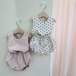 MILANCEL summer polka dot boys clothes vest tops and bloomer toddler girls suit baby outfit 210309