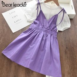 Bear Leader Kids Girls Dresses Fashion Kid Summer Ribbons Dress Children Outfits Baby Sweet Clothing Vestidos for 3 8Y 210708