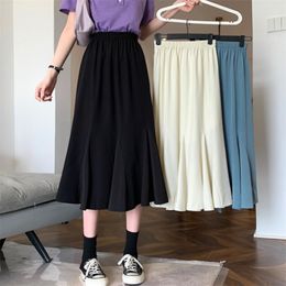 A Skirt Female Summer Korean Version of High Waist Slim Long Black Fishtail Skirts 210529