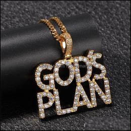 Pendant Necklaces & Pendants Jewellery Hip Hop Godsplan Letter Micro Paved Cubic Zircon Gods Plan Necklace Personality Mens Bling Gifts Drop D