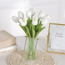 Decorative Flowers & Wreaths 10pcs/lot Tulip Artificial Real Touch Fake Wedding Bride Bouquet For Party Home Festival Decoration