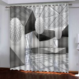 2021 Custom new design Blackout 3D Curtain Window Circle geometry Curtains For Living Room Bedroom Window Children's Curtain