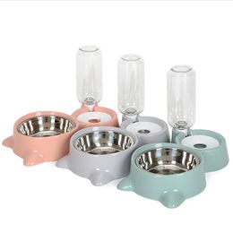 Cat Bowls & Feeders Automatic Pet Dog Feeder Water Dispenser Kitten Drinking Bowl Dogs Food Dish Stainless Steel Goods