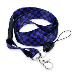"Purple Black Checker" Lanyard Keychain Necklace Cell Phone Lanyards ID Card Badge Holde Keys Neck Straps 12pc/lot