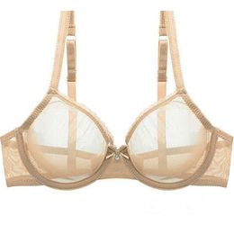 Women Hollow bra see through sexy gauze mesh transparent ultra thin Bras B C D E F 75 80 85 90 95 100 US EU UK Drop 211217