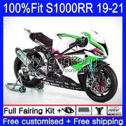 Fairings Injection Mould OEM For BMW S-1000 S 1000 RR S 1000RR S1000 RR Bodywork 3No.23 S-1000RR S1000RR 19 20 21 S1000-RR 2019 2020 2021 100% Fit Bodys Kit Green white pink