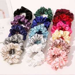 Pure Color Scrunchie Hairbands Satin Large Intestine Hair Circle Imitation Silk Hair Tie Ponytail Holder Elastic Hair Accessories M3334