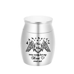 Angel wings cremation urn pendant ashes jar souvenir to commemorate family or pets-were ready, but my heart was not