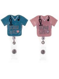 20pcs/Lot Scrub Life Letter Clothes Holder Retractable Blingbling Felt Badge Reel