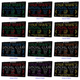 LX1161 Your Names Social Club Where the Neighborhoods Finest Hang Out Light Sign Dual Color 3D Engraving