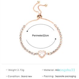 Wholesale-Europe New Arrive Rose Gold Bracelets Heart Zircon Fashion Hand Chain For Ladies Diamond Copper Brace Lace Jewellery Accessories