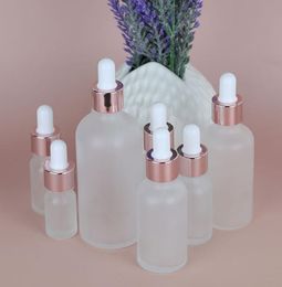2021 5-100ml Frosted Glass Dropper Bottles Essential Oil Bottles with Eye Dropper Perfume Sample Bottles Cosmetic Containers