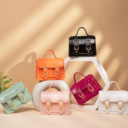 girls candy Colours handbags fashion kids two button jelly bag 2021 summer children PVC chain one shoulder bags cute woman mini wallet F490