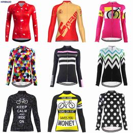 HIRBGOD Lady Long Sleeve Cycling Jersey Lightweight Sport Riding Clothing Team Bike Wear Camisa Ciclismo Feminina Manga Longa H1020