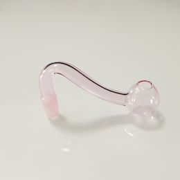 Pink 10mm Male Glass Oil Burner Pipe Bent Bowl Pyrex Tobacco Hookahs Adapter Thick Bong Pipes Smoking Shisha Tube Smoke Pipe Nail Burning Jumbo Accessories Wholesale