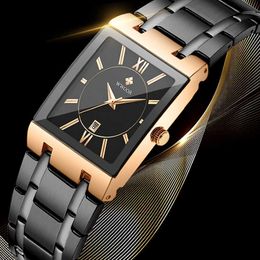2020 Fashion Square Watch For Men WWOOR Top Brand Luxury Rose Gold Watch Men Business Quartz Wristwatch Clocks Relogio Masculino X0625