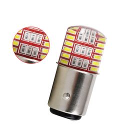 1PCS 1157 BAY15D P21/5W Dual Colour Strobe Led 3014 42 Led Flash light brake blink light Lamp Bulb red white Blue Auto Brake