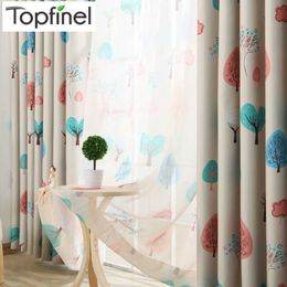 Topfinel Blackout Curtain For Living Room Kid Bedroom Tree Pattern Window Treatment Curtain Baby Room Children Curtain Drapes 210712