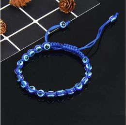 Turkiet Blue Evil Eye Charm Beaded Strands Armband Kvinnor Handgjorda flätade strängreparmband Fashion Jewelry 406