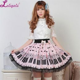 Sweet Lolita Short Skirt Cute Piano Key and Melody Printed Summer Skirt for Women 210311
