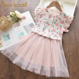 Bear Leader Kid Clothing Summer Fashion Girls Dress Cute Fruits Print Pattern Children Outfits Elegant Mesh Dresses Kid Girl 210708