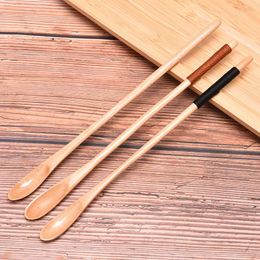 Spoons Long Handle Wood Spoon For Honey Rice Soup Dessert Coffee Tea Mixing Kitchen Utensil Tools Teaspoon Catering Bamboo Wooden