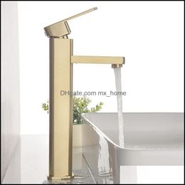 Bathroom Sink Faucets Faucets, Showers & Accs Home Garden Tuqiu Basin Brushed Gold Faucet And Cold Deck Mounted Toilet Brass Material Mixer