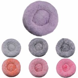 Round Cat Beds House Soft Long Plush Pet Dog Bed For Dogs Basket Pet Products Cushion Bed Cat Mat Animals Sofa Drop 211009