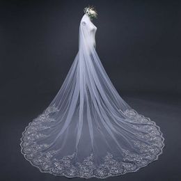 3/4/5 Metre White Ivory Cathedral Wedding Veils Long Lace Edge Bridal Veil with Comb Wedding Accessories Bride Veu Wedding Veil X0726