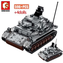 SEMBO City WW2 Steel Empire-German Tank Weapons Building Blocks Military Technical Series Soldier Figures Bricks Toys For Boys Q0624