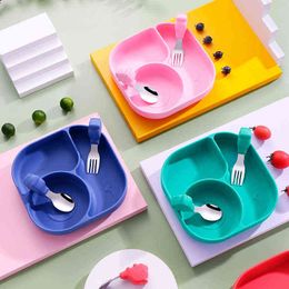 Baby Silicone Tableware Suction Plate Spoon Fork Set Sucker Bowl Children BPA Free Dinnerware Toddler Eating Feeding Supplies G1210