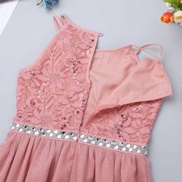 iiniim Teen Girls SleevelSequined Floral Lace Shiny DrVestido festa for ing Formal Birthday Party Summer Dresses