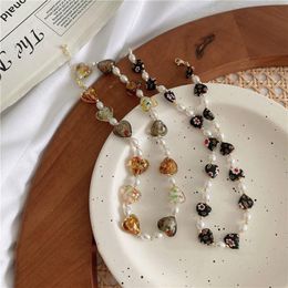 Pendant Necklaces LOVOACC Boho Summer Love Heart Flower Resin Chokers Necklace For Women Simulation Pearl Stone Multicolor Accessories