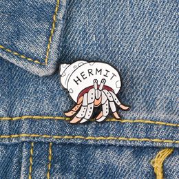 Hermit Crab Enamel Pins Cartoon Animal badge brooch Lapel pin Denim Jeans bag Shirt Collar Introvert Jewellery Gift for Friends