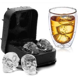 Cavity Skull Head 3D Mould Skeleton Skull Form Wine Cocktail Ice Silicone Cube Tray Bar Accessories Candy Mould Wine Coolers WLL62