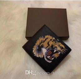Men Animal Short Wallet Leather Black Snake Tiger Bee Wallets Women Long Style Luxury Purse Wallet Card Holders Top Quality 635