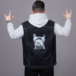 Plus Size M-6XL 7XL 8XL Men's Denim Vest Patch Designs Sleeveless Jacket Casual Waistcoat Fashion Slim Fit Male Tops