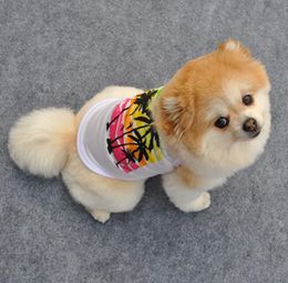 DHL50pcs Pet Dog Clothes Fashion personality Tree printing Casual Cats Vest Summer