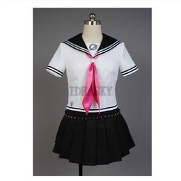 DanganRonpa Ibuki Mioda Wig Cosplay Costume Outfit Sailor Dress Uniform Carnival Party Halloween For Women Girls shoes Y0913