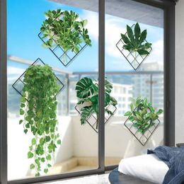 [shijuekongjian] Green Plant Wall Stickers Vinyl DIY Leaves Mural Decals for Living Room Kids Bedroom Kitchen Home Decoration