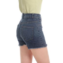 Women's Shorts Summer Women Jeans High Waist Denim Fringe Frayed Ripped Ladies With Pockets