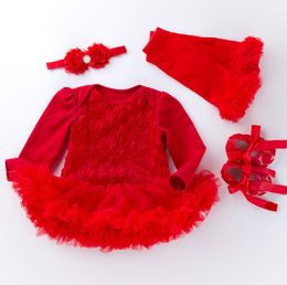 Baby Girl Clothing Set Infant Christmas Rose Jumpsuits Lace Ruffle Tutu Girls Birthday Costumes Kids Clothing Newborn baby Clothes